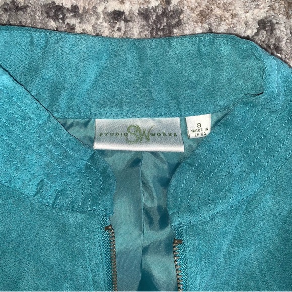 Studio Works Teal Brushed Polyester Structured Jacket - Picture 4 of 7